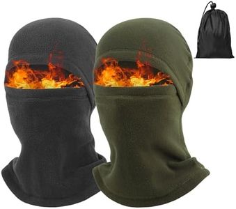 Thermal Face Mask for Cold Weather, Balaclava Ski Motorcycle Mask Face Cover for Men Women Stretch Mask Outdoor Work Sport (2 Pack, Black Green)