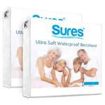 SURES Waterproof Mattress Protector - Twin XL Size Bedsheet - Fitted Machine Washable Bed Sheet - Hypoallergenic, Vinyl Free Bedwetting Cover Pad - For Child, Kids, Adult, Elderly (1, Twin XL)