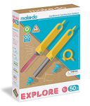 Makedo Explore, Upcycled Cardboard Construction Toolkit in Small Toolbox (50 Pieces), STEM + STEAM Educational Toys for at Home Play + Classroom Learning, Reusable Tools for Boys and Girls Age 5+