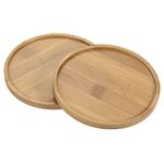 PATIKIL Plant Pot Saucer, 2 Pack 5 Inch OD Bamboo Round Flower Drip Tray for Indoors