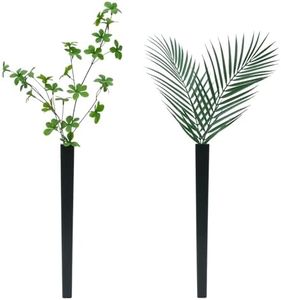 RYLENE Wood Wall Planter Set of 2, Wooden Wall Art Decor for Hydroponics Plants, Dried Flowers, Faux Greenery, Modern Farmhouse Indoor Wood Hanging Vase for Living Room, Bedroom, Bathroom (Black)