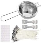 YAMYO DIY Candle Making Kit Includes Double Spouts Boiler Pot, 100 Pack Candle Wicks, 100pcs Candle Wicks Sticker and 2pcs 3-Hole Candle Wicks Holder