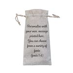 Personalised Own Message Burlap Style Wine Bottle Bag - Birthday, Wedding, Anniversary, Congratulations, Thank You Gift