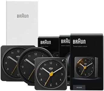 Braun Classic Triple Black Analogue Alarm Clock Home Gift Bundle with Snooze and Light, Quiet Quartz Movement, Crescendo Beep Alarm in Black, Model BC12B, BC02XB, BC03B (3 Pack)