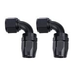 AC PERFORMANCE Aluminum 90 Degree -12 AN Female to 12AN Swivel Seal Hose End Oil Fuel Line Fitting, AN12 1-1/16 x 12 Thread Reusable Equal Tubing Adapter,Black Pack of 2