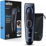 Braun Hair Clippers Series 5 5350, Hair Clippers for Men, Hair Clip from Home with 17 Length Settings, Incl. Memory SafetyLock Recall Setting, Ultra-Sharp Blades, 2 Combs, Pouch, Washable