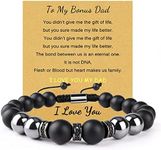 Temoto Leather Bracelet Gifts for Bonus Dad - Stocking Stuffers for Bonus Dad,Christmas Gift for Bonus Dad, Stocking Stuffers for Men,Bonus Dad Bracelet