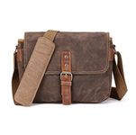 ONEGenug SLR Camera Bag, Waterproof Wax Canvas Bag Vintage Camera Case Messenger Bag with Interlayer Pad (Khaki)