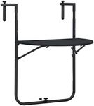 vidaXL Hanging Balcony Table in Black - Adjustable Height, Foldable Design, Durable Plastic and Steel Construction with Rattan Look