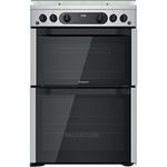 Hotpoint 60cm Double Oven Gas Cooker with Lid - Stainless Steel