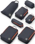Large Packing Cubes for Travel-Extra Large Compression Packing Cube Luggage Organizers 7 Piece Set-Ultralight, Expandable/Compression Bags for Clothes by TRIPPED Travel Gear (Grey/Orange)