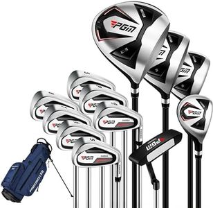 PGM Men's Complete Golf Club Sets - 12 Pieces - 3 Wood (#1,3,5), 1 Hybrid (#4H), 6 Irons(#5,6,7,8,9,PW), 1 Sand Wedge (54°), 1 Putter - Golf Stand Bag