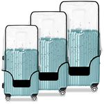 GigabitBest 3 Pieces Transparent Luggage Covers for Suitcase PVC Suitcase Cover Clear Luggage Protector Cover Waterproof Luggage Protective Cover for Travel Fits Most 20/24/28 Inch Luggage