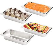 TOPZEA Set of 4 Stainless Steel Steam Table Pan 1/3 Size, 2.5" Deep Anti-Jam Breading Tray, Buffet Dinner Food Serving Hotel Pan for Food Warmer, Preparing Bread-Crumb Dish, Marinating Meat