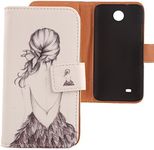 Lankashi Painted Design Leather Cover Skin Protection Case for HTC Desire 300 (Back Girl)