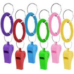 Thinp 6 Pieces Whistle for Kids, Colourful Sport Whistle Plastic Whistles with Stretchable Coil Bracelet Loud Clear Whistle for Coaches Referees Teachers Training Dog Outdoor Camping Accessories