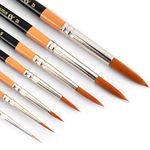 Artist's Den Wood Brushes With Super Smooth Bristles For Acrylic, Watercolour, Gouache & Oil Painting | (Set Of 7 Round)