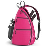 Athletico Sling Bag - Crossbody Backpack for Pickleball, Tennis, Racketball, and Travel for Men and Women (Pink)