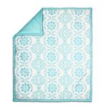 Teal Blue Medallion and Dot 100% Cotton Baby Crib Quilt by The Peanut Shell