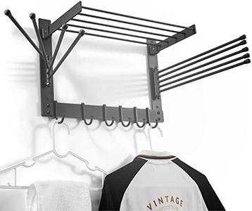 BATODA Laundry Clothes Drying Rack - Wall-Mounted Steel Laundry Clothes Organizer - Dryer Racks for Laundry Drying - Swivel Towel Hanger for Laundry Room - Space Saver in Bathroom (Steel)