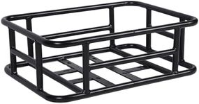 Alomejor Rear Bike Basket, Large Capacity Iron Bike Basket, Waterproof, Rustproof, Back Storage, Black