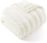 Bedsure Faux Fur Blanket - Soft & Fluffy, Fuzzy, Cozy, Plush Throw Blanket for Couch, Sofa and Bed, Thick and Warm, for Women, White, 50x70 inches