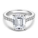 4 Carat Large Diamond Ring for Women, Wedding Bands, Moissanite Promise Ring, Engagement Gifts, Emerald Cut 4ct D Color VVS1, Sterling Silver with 18K White Gold Plated, gemstone, 4-Prong-Setting Moissanite