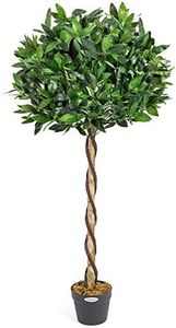 Christow Artificial Bay Tree In Pot, Large 3ft 4ft Tall Indoor Outdoor Garden Topiary Ball, Twisted Wooden Trunk, Realistic Lush Green Leaves, Home Office Restaurant (4ft, 1 pack)