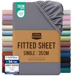 Utopia Bedding Fitted Sheet Single, Grey - Deep Pocket 14 inch (35 cm) - Easy Care - OEKO-TEX Certified - Soft Brushed Microfibre Fabric - Shrinkage and Fade Resistant - Bottom Sheet