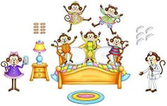 Five Little Monkeys Jumping On The Bed Felts Flannel Board Story 26 pieces PRECUT plus 6 coloring/activity pages lesson suggestions