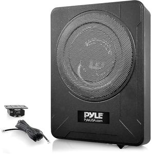 Pyle 20cm Underseat Car Subwoofer – 600W Active Subwoofer with Built-in Amplifier, Low & High-Level Inputs, Car Audio Speaker for Any Vehicle, Black