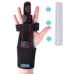 ENLUNTRA Finger Splint Brace Supports Index finger,middle finger,ring finger,pinky splint,Adjustable Right or Left Hand Brace,Straightening for trigger finger splints（black)