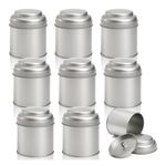 Lawei 9 Pack Tea Tins Canister with Airtight Double Lids, 8 OZ Round Tin Can Box, Small Kitchen Canisters Containers for Storage Tea, Coffee, Sugar, Loose Leaf, Candy, Herbs and Spices, Silver