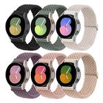 20mm Nylon Band for Samsung Galaxy Watch 7/6/5/4/FE 40mm 44mm/active 2/5 Pro 45mm/4 Classic 42mm 46mm/Galaxy 6 Classic 43mm 47mm,6-Pack Elastic Fabric Braided Stretchy Sport Strap Wristband Women Men