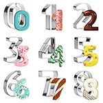 Kurtzy 9 Piece Large Number Shaped Cookie Cutters - Numbers 0-9 and 8cm/3 inches in Height - Food Safe Stainless Steel Cutters for Biscuits, Baking, Cake Decorating, Icing Fondant, Jelly, Sugarcraft