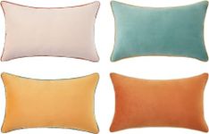 GIGLICK 12x20inch Decorative Soft Velvet Cushion Covers Set of 4 | Modern Double-Sided Designs Throw Pillow Covers Cushion Covers I Mix and Match for Home Decor Color- Orange-Yellow & Beige-Teal