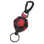 NOKAPIN Retractable Keyring, Heavy Duty Retractable Lanyard, Extendable Retractable Keychain with Steel Wire Rope Retractable ID Badges Holder((Black Red)