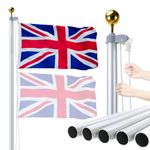 iElyiEsy Flag Poles for Outside House, 20FT Heavy Duty Aluminum Sectional Flag Pole Kit with 3x5 American Flag & Black Ball Topper for Yard House Ground Residential Commercial