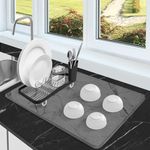 Stone Dish Drying Mat for Kitchen Counter, Super Absorbent Quick Dry Stone Mat（12"x16"）,Heat Resistant Diatomite Dish Mat,Eco-Friendly Diatomaceous Earth Stone Tableware Mat Grey