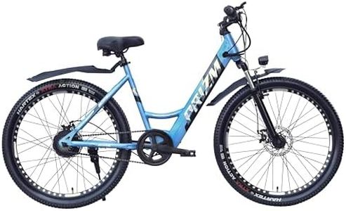 Neelam PRIZM Unisex Electric Bicycle T-26 High Tensile Steel Frame| Disk Brake|INBUILT Battery 36V-250W |7.8AH|Suspension Fork|Battery Indication Display |Saddle with Memory Foam Color-Ice Blue