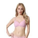 Van Heusen Women Bra - Cotton Easy Set Lycra - Anti Bacterial, Wireless, Padded, Full Coverage, Breathable, Pink Melange, 34B