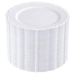 Conflech 100 Pieces White Plastic Plates - 10.25inch Dinner Disposable Plates - Premium Heavy Duty Hard Disposable Dinner Plates - Party Supplies for Birthdays, Celebrations, Wedding