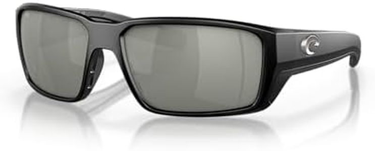 Costa Del Mar Men's Fantail Pro Fishing and Watersports Rectangular Sunglasses, Matte Black/Grey Silver Mirrored Polarized-580g, 60 mm