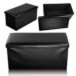 Ashley Mills New Large Ottoman Foldaway Storage Blanket Toy Box Bench Faux Leather Black (76x38 cms)