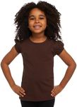 Lovetti Girl’s Basic Short Puff Sleeve Round Neck T-Shirt, Turkish Cotton Round Neck Tee Tops