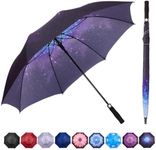 Goothdurs 62 Inches Golf Umbrella Automatic Open Windproof Waterproof Large Double Canopy Vented Rain Stick Umbrellas for Men Women, A9-Starry(Single Canopy),