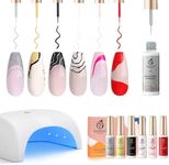 Beetles Liner Gel Polish with Curing Lamp 36W U V Nail Lamp, 6 Colors Liner Gel Polish Set with Fast Drying Compact LED Nail Dryer