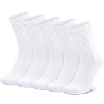 Zuimei 5 Pairs White Sports Socks Mens Cushioned Socks Cotton Socks for Women UK 5-9 Plain Running Socks Breathable Crew Socks For Workout Training Hiking Walking