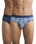 Jockey Men's Super Combed Cotton Printed Briefs with Ultrasoft Waistband_Style_US52_Navy Dusk Blue_XL | Pack of 2 (Prints May Vary) |