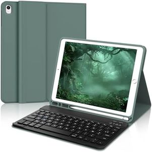 FARYODI Clavier pour iPad 10.2 Pouces 9e/8e/7e Génération 2021/2020/2019 Clavier Coque, iPad Air 3/iPad Pro 10.5 Étui Clavier Bluetooth Détachable français AZERTY, Vert foncé